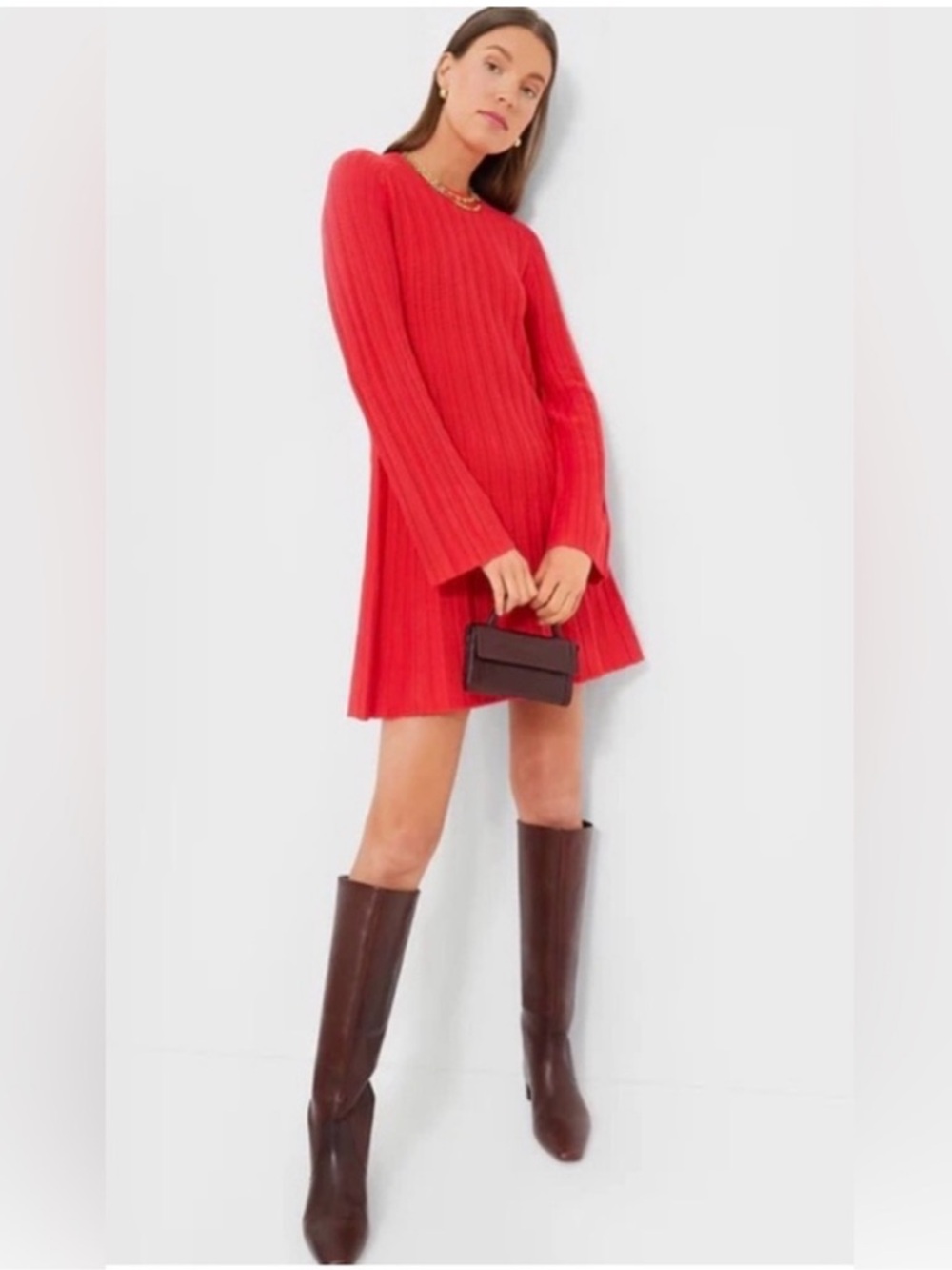NEW Pomander Place Adi Dress Size Small Red Knit Sweater Long Sleeve NWT